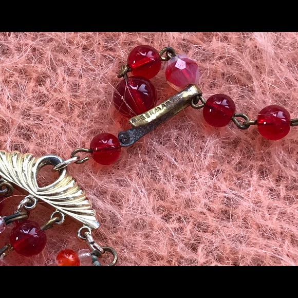Gorgeous Blood Red GLASS BEAD Germany Necklace! - Picture 4 of 8